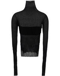 Quira - Long Sleeve Sheer High Neck Top - Lyst