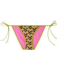 Versace - Greca-Print Side-Tie Bikini Bottoms - Lyst