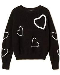 Twinset - Hearts-Detail Long-Sleeve Sweater - Lyst