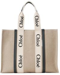 Chloé - Chloé Woody Logo Tape Large Tote Bag - Lyst