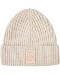 Loewe - Logo Patch Knitted Beanie - Lyst