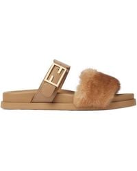 Fendi - Feel Ff Buckle Double-Band Slides - Lyst