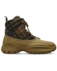 Burberry - Checked Ankle Boots - Lyst