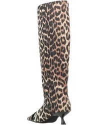 Ganni - Leopard Print Knee-High Boots - Lyst