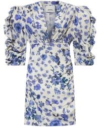 Isabel Marant - V-Neck Ruffled Mini Dress - Lyst