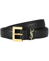 Saint Laurent - Thin Logo Belt - Lyst