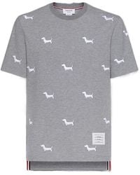 Thom Browne - Dog-Embroidered Crewneck T-Shirt - Lyst