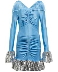 Rabanne - Embellished Pleated Metallic Wire Mini Dress - Lyst