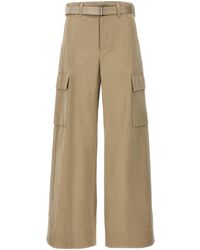 Sacai - Wide Leg Belted Trousers - Lyst