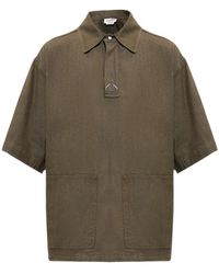 McQueen - Logo Embroidered Short Sleeved Denim Polo Shirt - Lyst