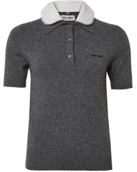 Miu Miu - Polo Shirt With Peter Pan Collar - Lyst