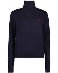 Ami Paris - Ami Ami De Coeur High Neck Knitted Jumper - Lyst