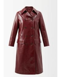 Gucci - Double Breasted Coat In Shiny Leather - Lyst