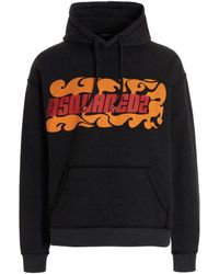 DSquared² - Logo Printed Drawstring Hoodie - Lyst
