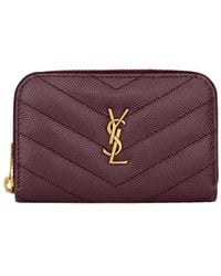 Saint Laurent - Cassandre Grain De Poudre Leather Coin Purse - Lyst