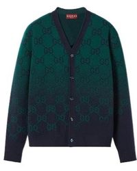 Gucci - Gg Degradé Wool Jacquard Cardigan - Lyst