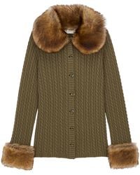 Saint Laurent - Cable-Knit Button-Up Cardigan - Lyst