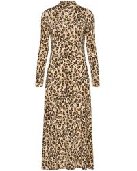 Marella - Leopard-Print Long-Sleeve Dress - Lyst