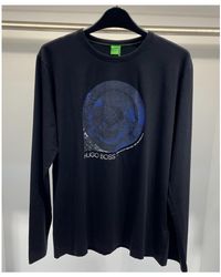 BOSS - Round Collar And Long-Sleeved T-Shirt - Lyst