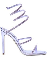 Rene Caovilla - Cleo Crystal-Embellished Satin Sandals - Lyst