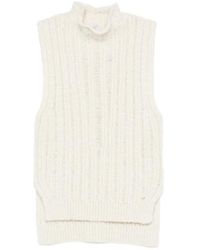 Peserico - Ribbed High-Neck Sleeveless Top - Lyst