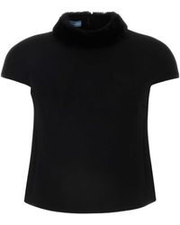 Prada - Back-Zip Short-Sleeved Top - Lyst