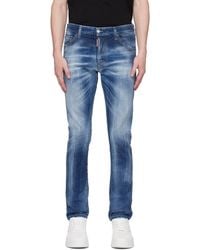 DSquared² - Logo Patch Distressed Slim-Fit Jeans - Lyst