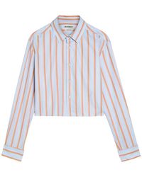 JW Anderson - Striped Cropped Cotton-Poplin Shirt - Lyst