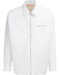 Marni - Logo Printed Long-Sleeved Zipped Shirt - Lyst