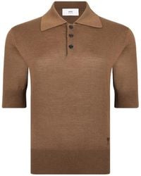 Ami Paris - Short-Sleeve Knitted Polo Shirt - Lyst