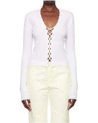 Dion Lee - Bichrome Ribbed Lace-Up Cardigan - Lyst