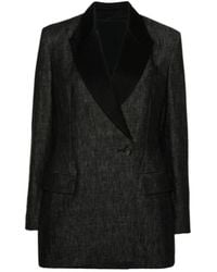 Brunello Cucinelli - Double-Breasted Denim Blazer - Lyst