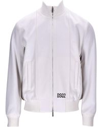 DSquared² - Logo Embroidered Zip-Up Bomber Jacket - Lyst