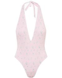 LoveShackFancy - Gienna Halterneck One-Piece Beachwear - Lyst