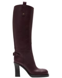 Burberry - Leather Cavalier Heel Boots - Lyst