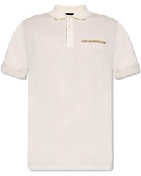 Emporio Armani - Sketch-Logo Cotton Polo Shirt - Lyst