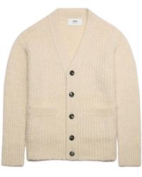 Ami Paris - Ami V-Neck Ribbed Cardigan - Lyst