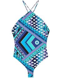 PUCCI - Vivara Print Halter One Piece Swimsuit - Lyst