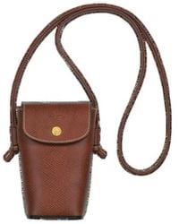 Longchamp - Logo-Embossed Leather Phone Case - Lyst