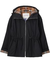 Burberry - Plaid Hooded Long-Sleeved Jacket - Lyst