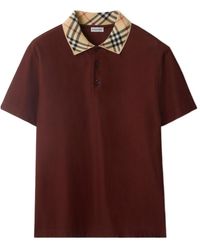 Burberry - Check Collar Short Sleeved Polo Shirt - Lyst