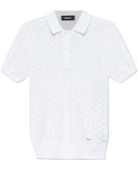 DSquared² - Pointelle-Knit Short Sleeved Polo Top - Lyst