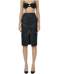 Elisabetta Franchi - High-Waist Ostrich Print Midi Skirt - Lyst