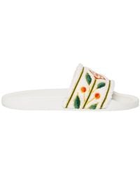 CASABLANCA - Floral-Embroidered Slides - Lyst