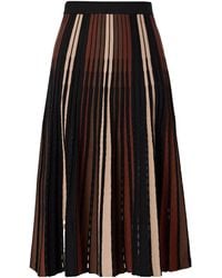 Diane von Furstenberg - Tribeca Cutout Pleated Striped Ribbed-Knit Midi Skirt - Lyst