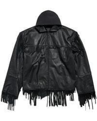 Balenciaga - Fringed Hooded Leather Jacket - Lyst
