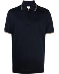 Paul Smith - Signature Stripe Trim Zip Polo Shirt - Lyst