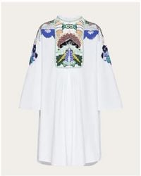 Valentino - Embroidery Tight Poplin Tweed Dress - Lyst