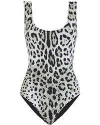 Dolce & Gabbana - Leopard- One-Piece Racing Swimsuit - Lyst