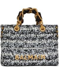 Balmain - Small 1945 Soft Tweed Tote Bag - Lyst